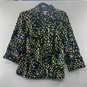 3For$20 Christopher & Banks Paint Brush Design Jacket Half Sleeve YLW/BLK sz: L